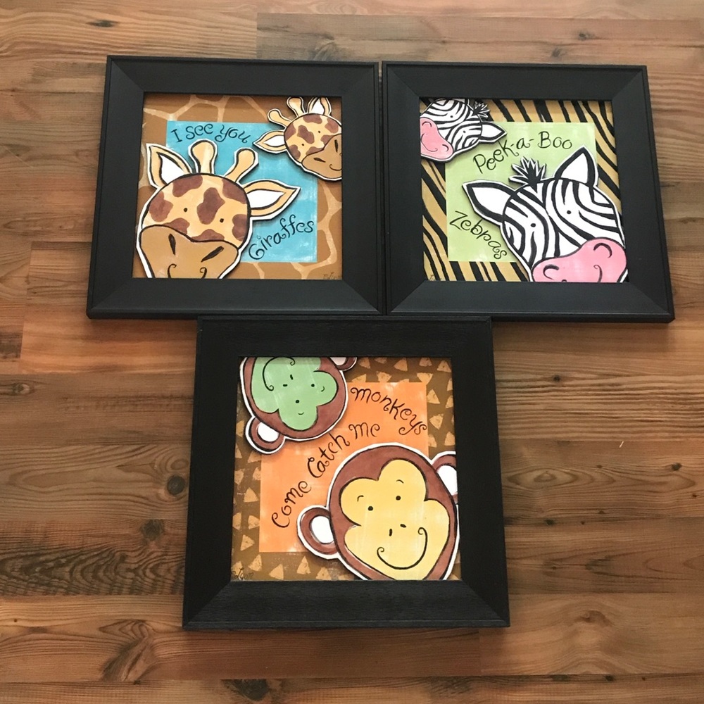 3D wall art. Safari animals. Excellent used cond.